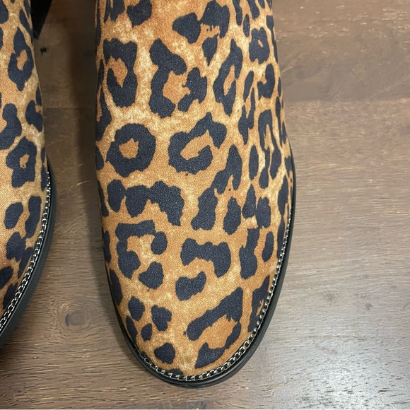 Franco Sarto Benny leopard print boots with chain accent 9 - Picture 6 of 7